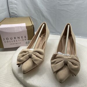 Journee Orana Pointed Toe Kitten Heel Pumps, Nude, Women Size 8 Item#856